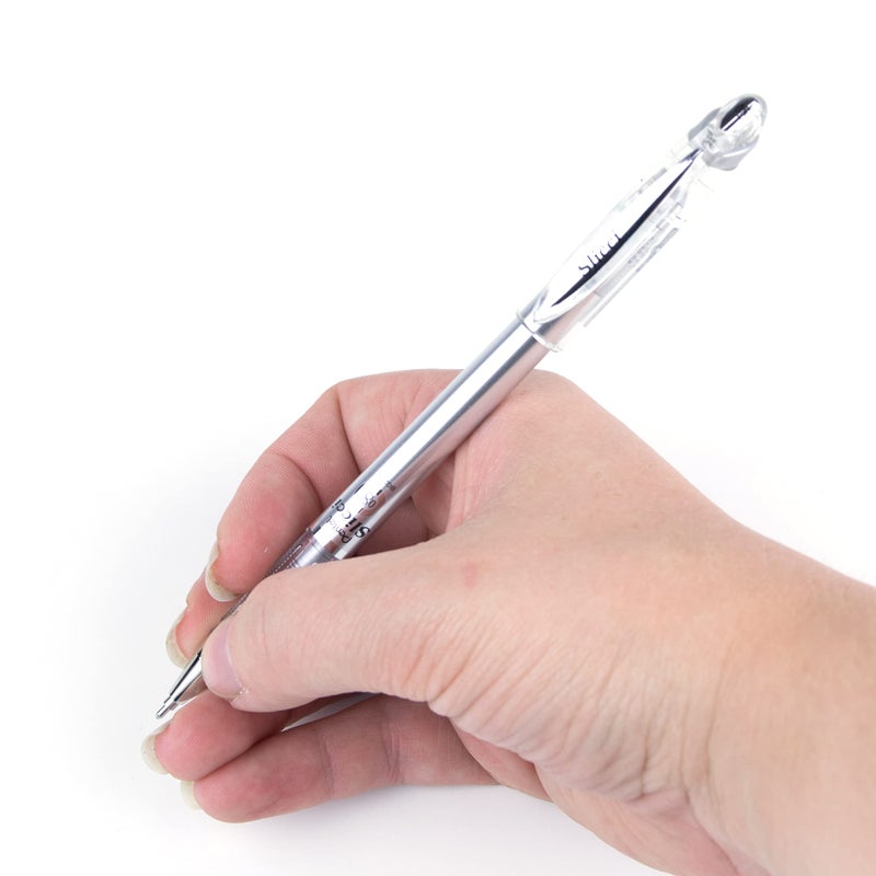 بنتل Pentel Arts Slicci رأس إبرة 0.8 مم، قلم جل متوسط، حبر معدني فضي (BG208-Z)، 12 عبوة - Image 5